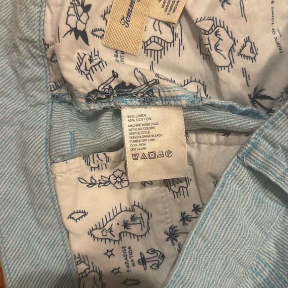 Tommy Bahama Linen Blue White Striped Shorts - Picture 6 of 7
